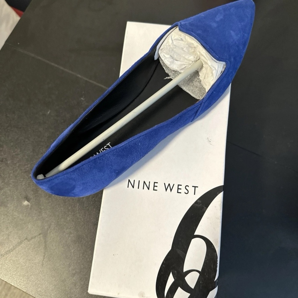 Nine West Blue Flats with Ornamental Bow